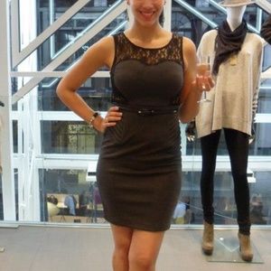 Grey XoXo dress with lace top